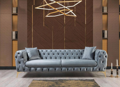 Modern three-seater Chesterfield furniture stainless steel polyester living room furniture